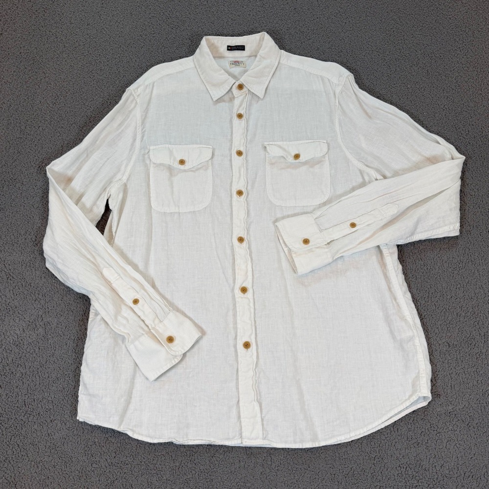 Faherty Brand Baird McNutt Irish Linen Shirt Mens Large White Button Down L